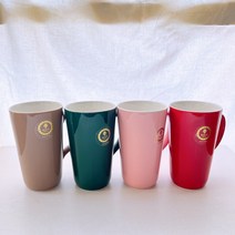 허니상점 국산 대용량 롱 머그컵 심플 고급 머그잔600ml/4color, 핑크