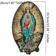 대형 와펜 자수마킹 왓펜 스팽글 축복받은 성모 마리아 여신 의류 용 패치 diy 52
