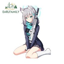 소형카라반 EARLFAMILY재미 있는 자동차 스티커 선 스크린 데칼 캐러밴 오토바이 범퍼 에어컨 13cm x 9.3cm 블루 아카이브 시로코용 156532, Style A