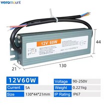 IP67 방수 LED 조명 변압기 야외 대 한 스위칭 전원 공급 장치 DC 12V 24V 100W, 01 12V_08 300W_02 220V