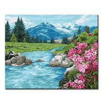 DIY 캔버스페인팅 명화그리기 액자 그림 세트 유화 - 풍경 40x50, L107_진달래 강산
