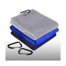 Clotiot 극세사 와플 패턴이 포함된 골프 타월 3팩 3단 16'x16' 청소 남성