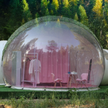 투명 에어 공기 원형 돔 텐트 캠핑용 야외 하우스, 옐로우, 3-4인