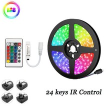 RGB LED 스트립 조명 5050 블루투스 와이파이 컨트롤 TV 컴퓨터 침실 휴일 파티용 피타 16Ft-98.4, 01 Not Waterproof_02 US_07 50M, 02 IR 24K