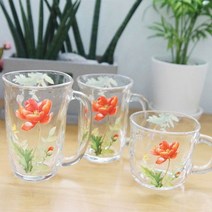 바보사랑 DS L41일본 아델리아 유리컵 3P세트 (레드플라워).리빙톡톡, 상세설명 참조, 소3P
