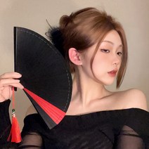 매화나무 공연 고급 남녀 남성용 대나무부채 핸드 스시 장병술 대형부채 일본식 부채, 전죽선 블랙 - 단품