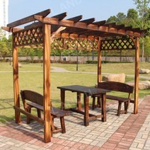 접이식 야외 파고라 정자 옥상 인테리어 전망대 안뜰 포도 랙 나무 테이블 의자 하우스, 업그레이드된매칭테이블과의자