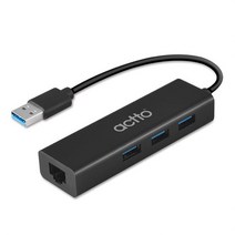 엑토 알파 USB LAN 어댑터 3.0 허브 노트북용 랜카드 블랙 HUBL-03