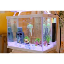 스펀지밥 어항 조명포함 풀세트 베타 구피 미니 작은 어항세트 물고기키우기 열대어 가정용 미니 수족관