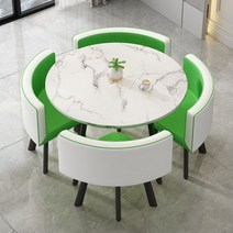 북유럽 대리석 테이블세트 원형 4인용 식탁 가죽 의자 패브릭, E