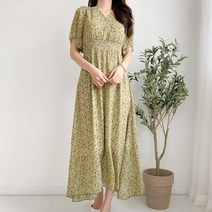 [초특가] 여리핏 잔꽃 무늬 쉬폰 프릴 원피스