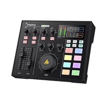 DJ 믹서 및 사운드 카드가 있는 오디오 인터페이스 기타 라이브 스트리밍 PC 녹음 게임용 XLR 콘덴서 마이크가 마오노cast 휴대용 올인원 팟캐스트 프로덕션 스튜디오(AM100, AM100 K1