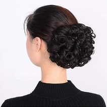 하이유니 롤 빵 왕 똥머리 밴드 붙임 올림 머리 헤어 피스 셀프 부분 가발, 네츄럴블랙