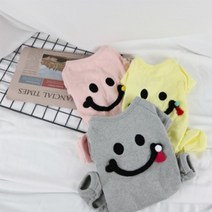 스마일 올인원 댕댕이 옷 옐로우 강아지 말티푸 웰시코기 강아지올인원옷, S
