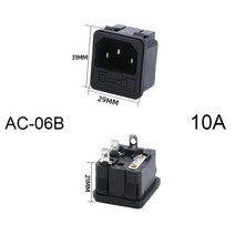 인렛 플러그 핀 커넥터 3 IEC320 C14 전기 소켓 LED 250V 로커 스위치 황동 10A 퓨즈 컴퓨터 마운트 액세, 11 1PCS   AC-06B