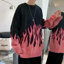 배색 루즈핏 니트 하늘비즈 A31 V906S191