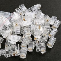 서울 RJ45잭 랜커넥터 랜잭 CAT5E 1봉 100개, 투명