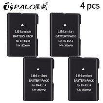 카메라 배터리 PALO 7.4V 1200mAh EN-EL14 배터리 및 카메라 팩 Nikon D5200 D3100 P7000 MH-24, 04 4PCS