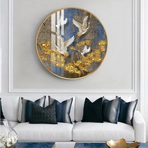 건강과 재물을 가져오는 두루미 금전수 원형 보석십자수 DIY 비즈십자수, 지름120cm