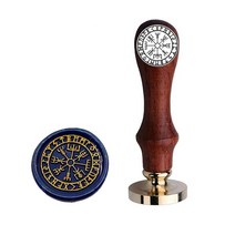 Kooer Viking Rune Vegvisir 왁스 씰 스탬프 맞춤형 바이킹 룬 씰링 결혼식 초대장 구리 금속189224, Vegvisir-seal with handle