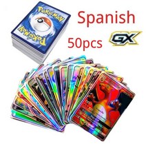 포켓몬 카드새로운 포켓몬 영어 플래시 카드 GX V VMAX EX 메가 리자몽 Mewtwo Zapdos 게임 컬렉션 카드, 07 Spanish 50pcs GX