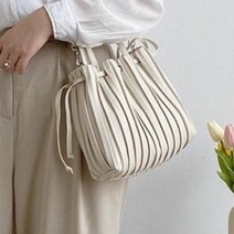 아이엠몽 여성 투웨이 가죽 플리츠 숄더 미니 핸드백 버킷 물결백 시가이