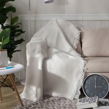 침대 니트 극세사 테슬 블랭킷 담요 여름 북유럽 에어컨 담요 순백 면실 니트 다용도 소파