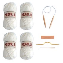 미소털실 목도리패키지 CARA 카라 90g 4개입+줄바늘7mm+꽈배기바늘+돗바늘+라벨 뜨개질 DIY 패키지, 카라 928아이보리x4개입+줄바늘+DIY(돗바늘 꽈배기바늘 라벨)