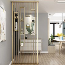 거실 인테리어 파티션 병풍 sus 304stainless steel room partition 사무실 식당 장식 스크린 거실 파티션 입구 도어 차단 현관, 황금색, 50x200cm
