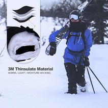 FREE SOLDIER 스키 장갑 스노우 터치스크린 방수 남성 및 여성용 겨울.. 정품보장, Black