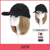 모자가발 부분가발 합성 short bob hair with baseball cap womens wigs hat wig hair extension sun hat with hair, 다중