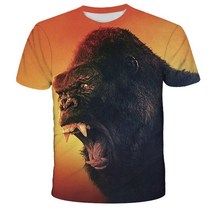 공룡피규어 고질라 대 콩 킹 3D 프린트 티셔츠 어린이 패션 반팔 남아여아 키즈 상의 선물, [01] 100cm, [10] CT-1863