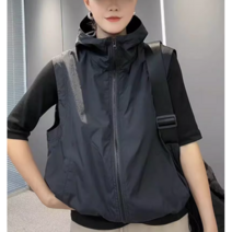 여름 여성 집업 후드 조끼점퍼 자외선차단 지퍼 경량 후드 베스트 카디건 가디건 빅사이즈 6color