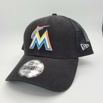 New Era 마이애미 말린스 모자 뉴에라 940 스냅백 MLB 야구 블랙 메쉬 트럭커