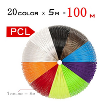 3d 펜용 pcl 필라멘트 직경 1.75mm 100m 3d 프린터 펜용 플라스틱 필라멘트 용 리필, pcl 100m 20color