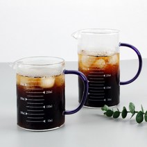 레벤호프 컬러핸들 내열유리 계량컵 투명 클리어 계량 350ml 500ml, 블루-500ml