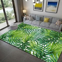 거실 원형 대형 미니 식탁 아이방 카페트 러그 열대 녹색 잎 지역 수채화 그림 폴리 방