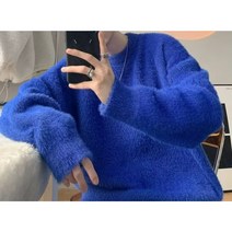 남자니트 코발트블루 파란색 니트 앙고라 데이트 연말 루즈