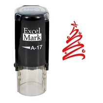Self-Inking Christmas Rubber Stamp - Tree - Red Ink