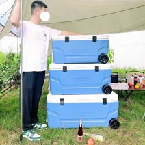 캠핑 아이스박스 바퀴달린 아이스 하드쿨러 차박 등산, 80L 스카이블루 휠 모델