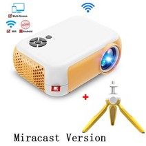 Salange 미니 프로젝터 A10 480360 픽셀 미니 비머 지원 1080P 휴대용 USB 비디오 프로젝터 홈 시어터 키즈 선물 시네마, Y Miracast Tripod+EU 플러그