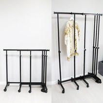 코코디피 D형 블랙 옷가게 디스플레이 미니 행거 옷걸이 철제 소형 이동식 헹거, 가로70cm