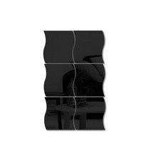 인테리어 디자인 전신거울 북유럽 빈티지 감성 거울 6pcs 3d 벽 스티커 파도 모양 자체 접착 홈 두께 욕실 주방 거실 홈 장식 액세서리, 6개 10x12 cm, 검은 색