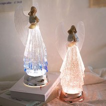 크리스마스 투명 천사 오르골 워터볼 장식 무드등, 블루