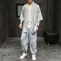 무술 무대복 여름 실크 남성 저고리 가운 상하세트 한복 칼춤