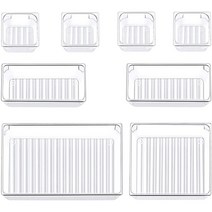 8 PCS 서랍 주최자 메이크업 서랍 주최자 다용도 주방 욕실 사무실 주최자 분배기 빈, 하나, 투명한