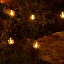 HK.SELL 어댑터 인테리어 감성 루프탑 G60 줄전구 10m 20구+리드선 3m, 전구색 10m 20구