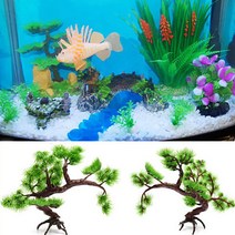 Fish Tank Decor Retro Lifelike Pine Fake Plant Aquarium Ornament Plastic Plant Table Ornament Aquatic Decor Accessories, 단일옵션선택개