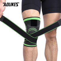 Aolikes 1pcs 2021 무릎 지원 전문 보호 스포츠 무릎 패드 통기성 붕대 무릎 중괄호 농구 테니스 사이클링, 초록, s, 1개
