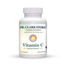 비타민C Dr Clark 비타민 C 보충제 1000mg - 글루텐 프리 면역 지원 강력한 항산화제 뇌 기능 조직 형성 및 복구 촉진 100캡슐, 한 사이즈, 단색